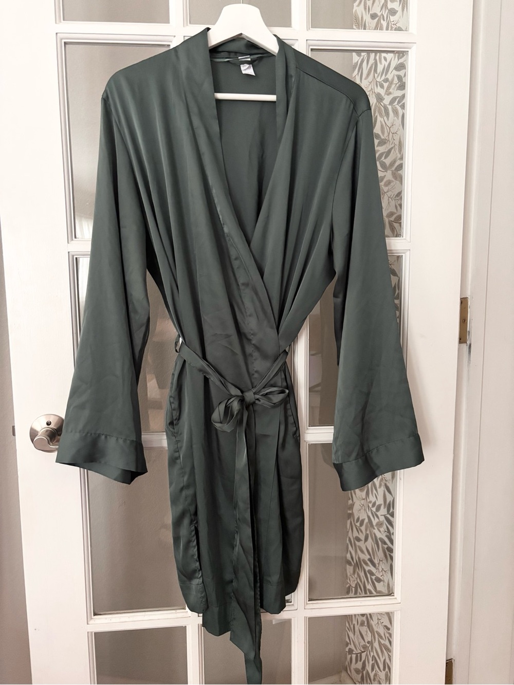 STARS ABOVE Green Satin Short Robe Sz XL/ XXL